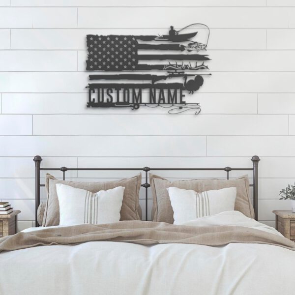 Custom-Deer-Turkey-And-Bass-Fishing-US-Flag-Metal-Wall-Art-LED-Light-8