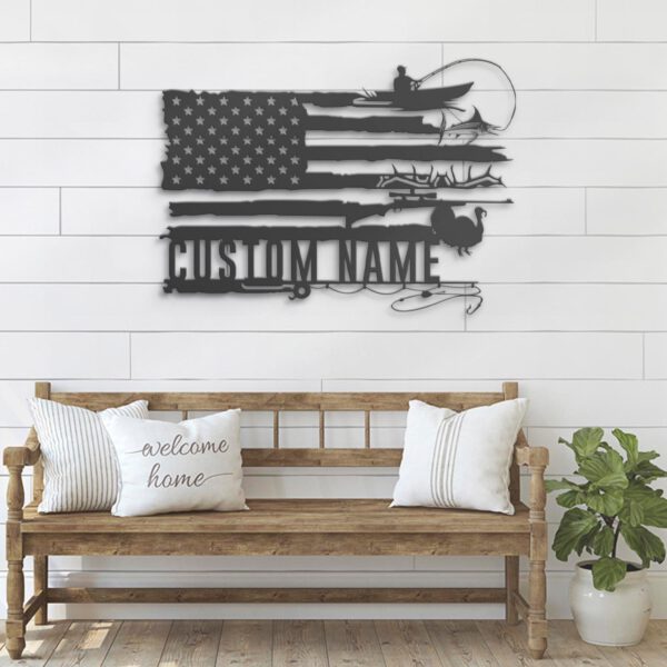 Custom-Deer-Turkey-And-Marlin-Fishing-US-Flag-Metal-Wall-Art-LED-Light-2