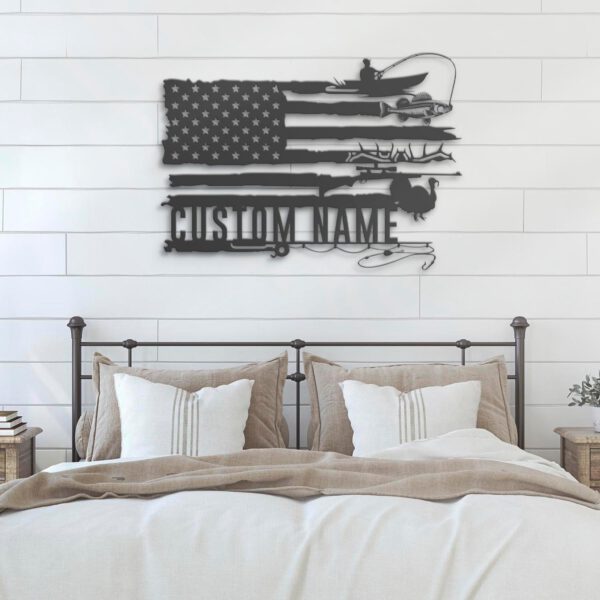 Custom-Deer-Turkey-And-Walleye-Fishing-US-Flag-Metal-Wall-Art-LED-Light-2