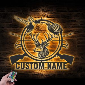 Custom-Deer-Turkey-Duck-Hunting-Metal-Wall-Art-LED-Light-2