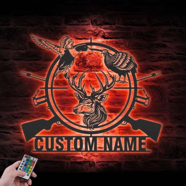 Custom-Deer-Turkey-Duck-Hunting-Metal-Wall-Art-LED-Light-5