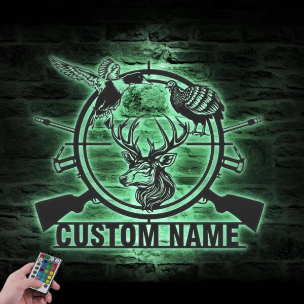 Custom-Deer-Turkey-Duck-Hunting-Metal-Wall-Art-LED-Light