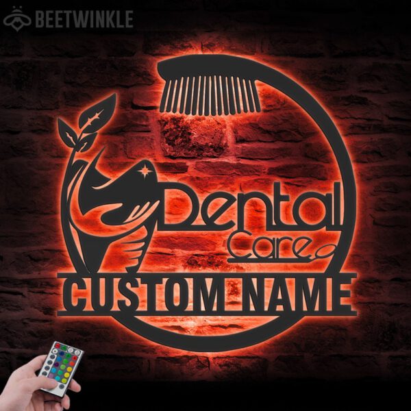 Custom-Dental-Clinic-Metal-Wall-Art-LED-Light-4