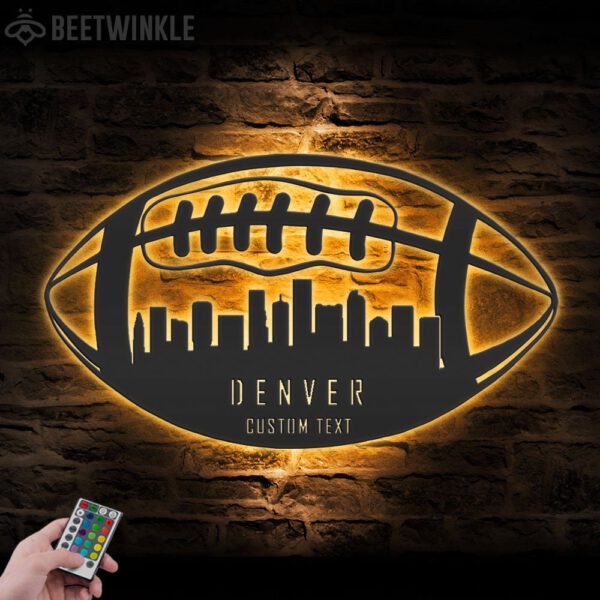 Custom-Denver-Skyline-American-Football-Metal-Wall-Art-LED-Light-5