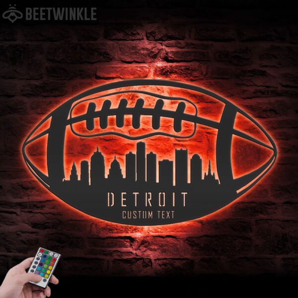 Custom-Detroit-Skyline-American-Football-Metal-Wall-Art-LED-Light-4