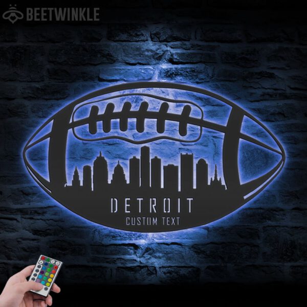 Custom-Detroit-Skyline-American-Football-Metal-Wall-Art-LED-Light-5