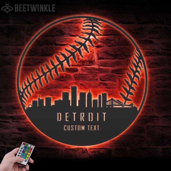 Custom-Detroit-Skyline-Baseball-Metal-Wall-Art-LED-Light-7