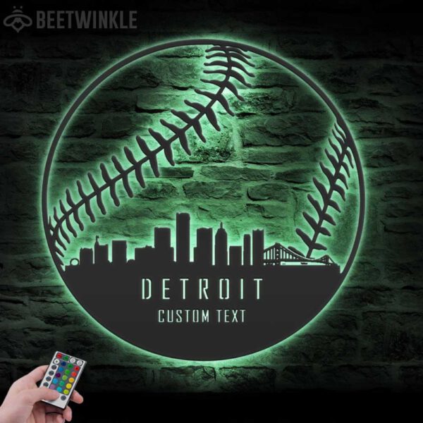 Custom-Detroit-Skyline-Baseball-Metal-Wall-Art-LED-Light-8