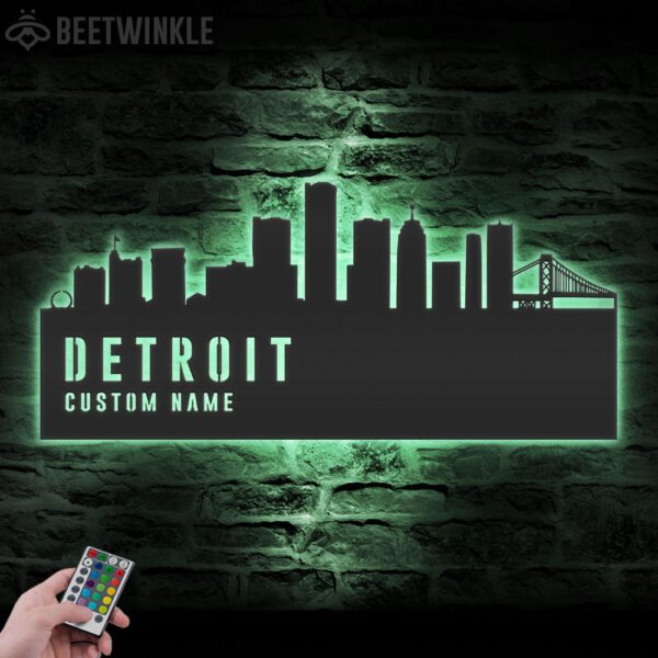 Custom-Detroit-Skyline-Metal-Wall-Art-LED-Light-4