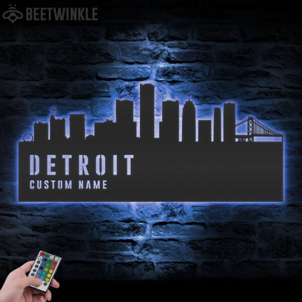 Custom-Detroit-Skyline-Metal-Wall-Art-LED-Light-5