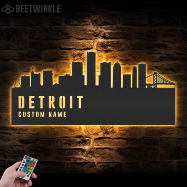 Custom-Detroit-Skyline-Metal-Wall-Art-LED-Light-8