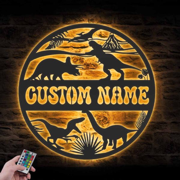 Custom-Dinosaur-Metal-Wall-Art-LED-Light-5