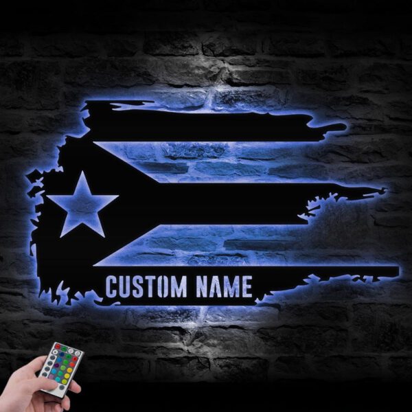 Custom-Distressed-Puerto-Rico-Flag-Metal-Wall-Art-LED-Light-6