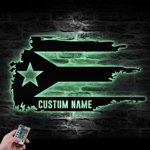 Custom-Distressed-Puerto-Rico-Flag-Metal-Wall-Art-LED-Light