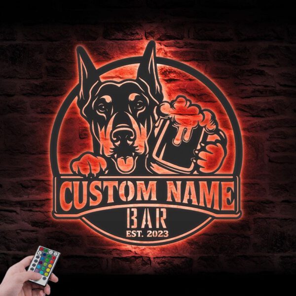 Custom-Doberman-Pinscher-Thirsty-Beer-Pub-Metal-Wall-Art-LED-Light_1