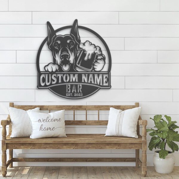 Custom-Doberman-Pinscher-Thirsty-Beer-Pub-Metal-Wall-Art-LED-Light_2