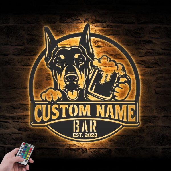 Custom-Doberman-Pinscher-Thirsty-Beer-Pub-Metal-Wall-Art-LED-Light_4