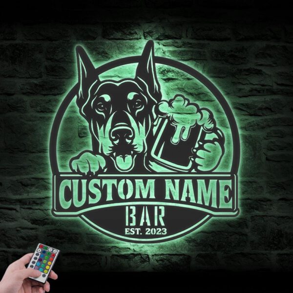 Custom-Doberman-Pinscher-Thirsty-Beer-Pub-Metal-Wall-Art-LED-Light_5