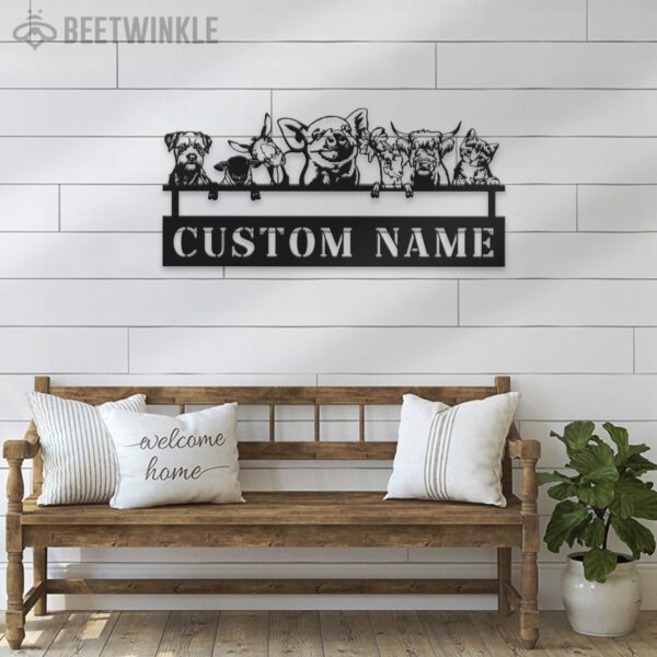 Custom-Dog-Cat-Pig-Sheep-Donkey-Chicken-Cow-Farmhouse-Metal-Wall-Art-LED-Light-4