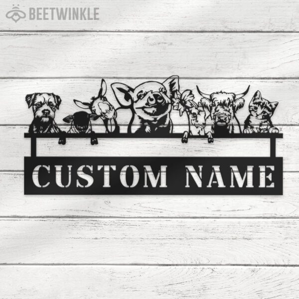 Custom-Dog-Cat-Pig-Sheep-Donkey-Chicken-Cow-Farmhouse-Metal-Wall-Art-LED-Light-5