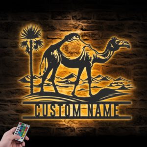 Custom-Dromedary-Camel-Metal-Wall-Art-LED-Light-3