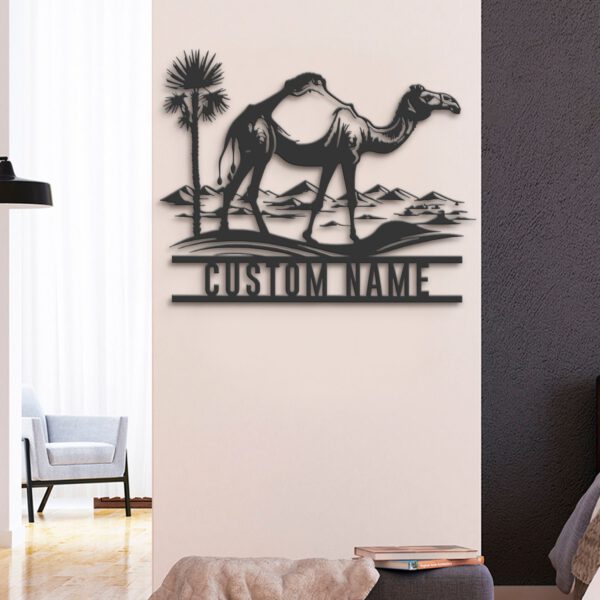 Custom-Dromedary-Camel-Metal-Wall-Art-LED-Light