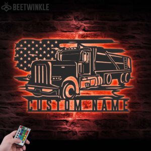 Custom-Drump-Truck-Driver-Metal-Wall-Art-LED-Light-3