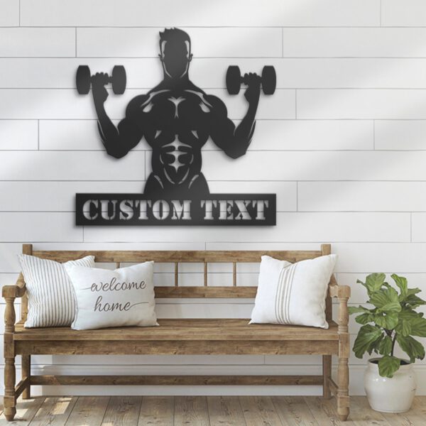 Custom-Dumbbell-Workout-Metal-Wall-Art-LED-Light-2