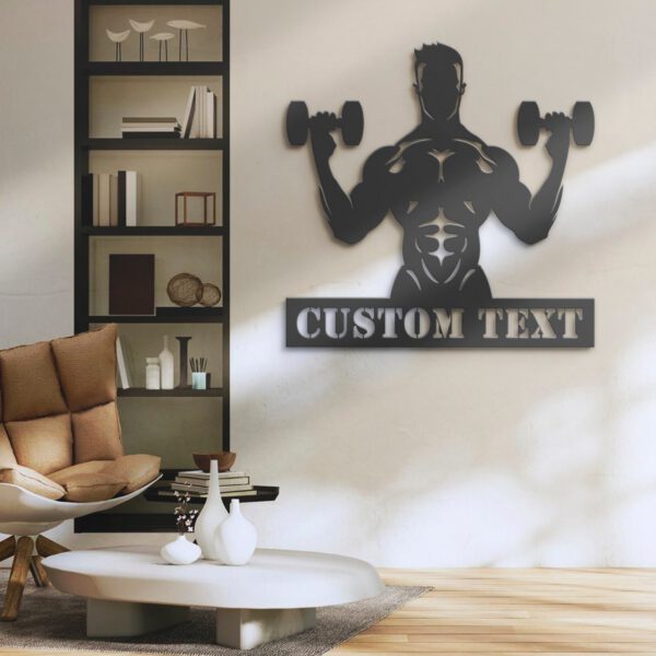 Custom-Dumbbell-Workout-Metal-Wall-Art-LED-Light-4