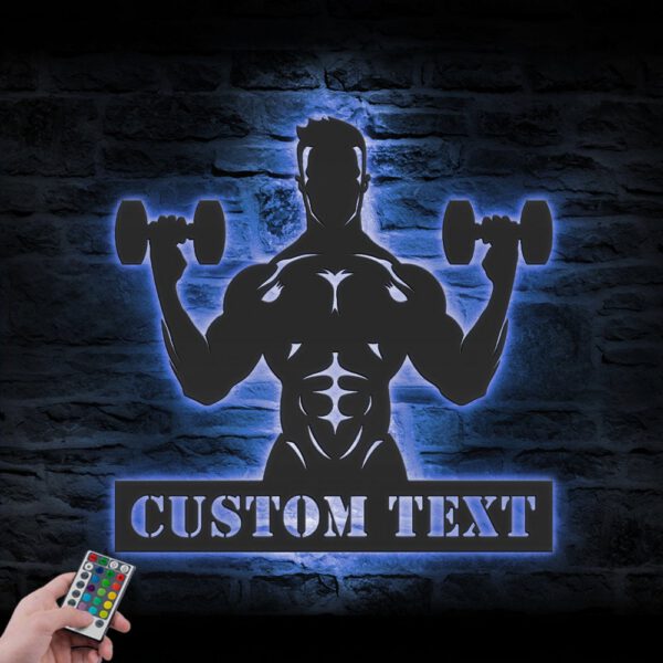 Custom-Dumbbell-Workout-Metal-Wall-Art-LED-Light-5