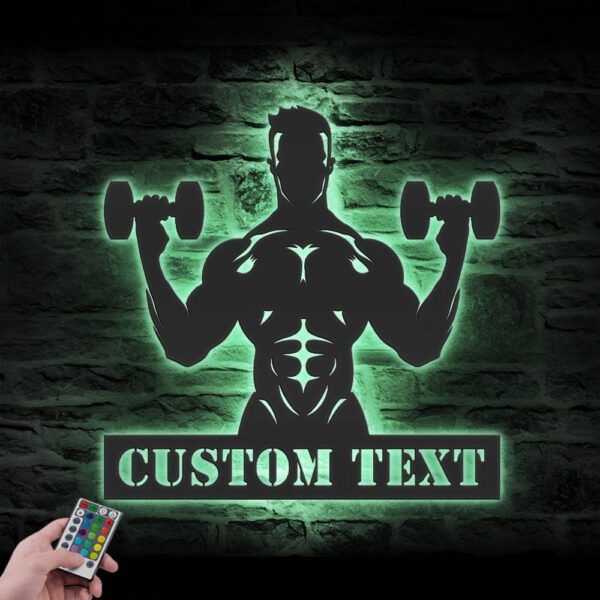 Custom-Dumbbell-Workout-Metal-Wall-Art-LED-Light-8