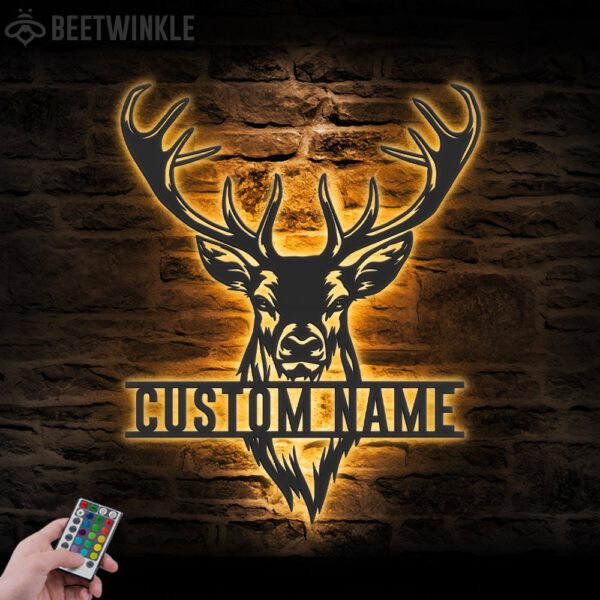 Custom-ELK-Deer-Hunting-Metal-Wall-Art-LED-Light-1