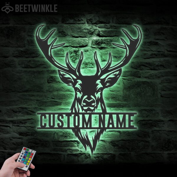 Custom-ELK-Deer-Hunting-Metal-Wall-Art-LED-Light-4-1