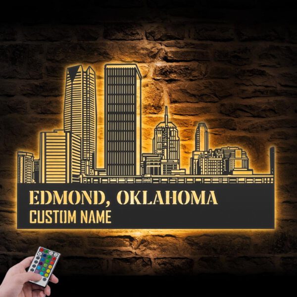 Custom-Edmond-Skyline-Metal-Wall-Art-LED-Light-2