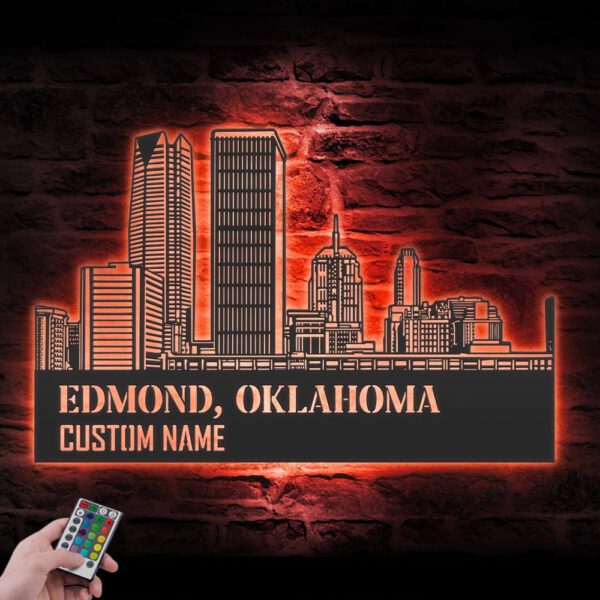 Custom-Edmond-Skyline-Metal-Wall-Art-LED-Light-6