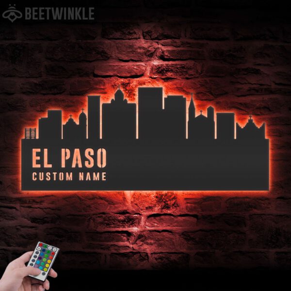 Custom-El-Paso-Skyline-Metal-Wall-Art-LED-Light-3