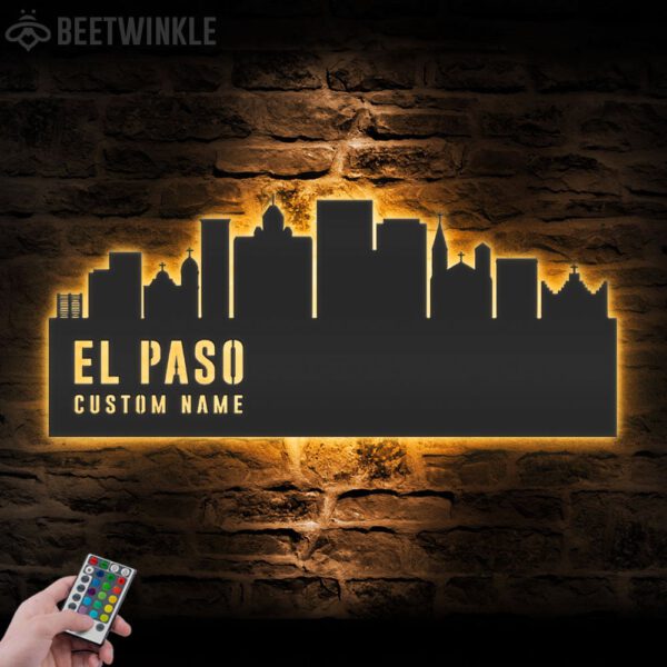 Custom-El-Paso-Skyline-Metal-Wall-Art-LED-Light-7