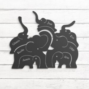 Custom-Elephant-Mom-Son-Father-Metal-Wall-Art-LED-Light-3