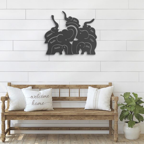 Custom-Elephant-Mom-Son-Father-Metal-Wall-Art-LED-Light-8