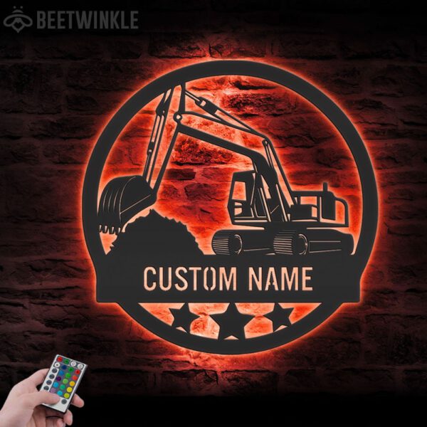 Custom-Excavator-Driver-Metal-Wall-Art-LED-Light-1