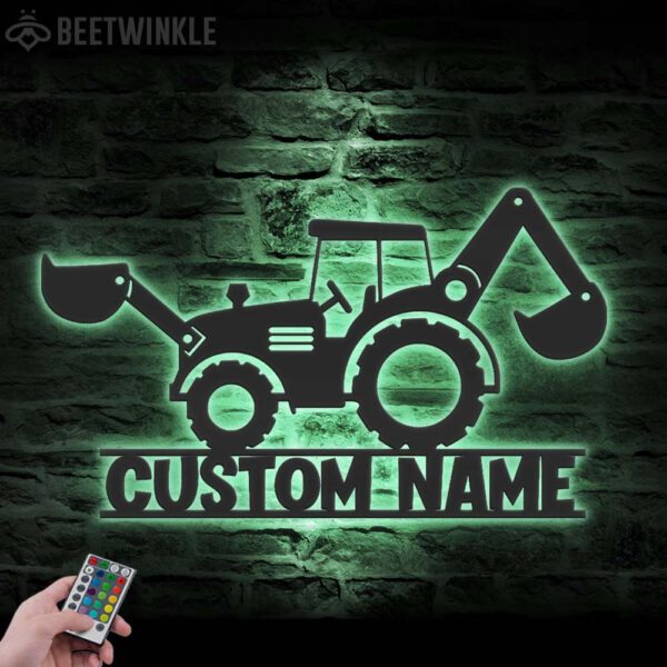 Custom-Excavator-Driver-Metal-Wall-Art-LED-Light-2