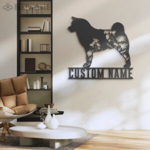 Custom-FLoral-Akitas-Metal-Wall-Art-LED-Light_1