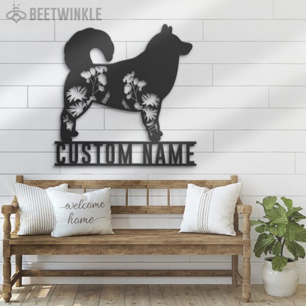 Custom-FLoral-Alaskan-Malamutes-Metal-Wall-Art-LED-Light_1