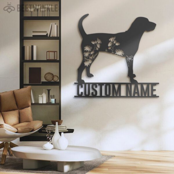 Custom-FLoral-American-English-Coonhound-Metal-Wall-Art-LED-Light_2