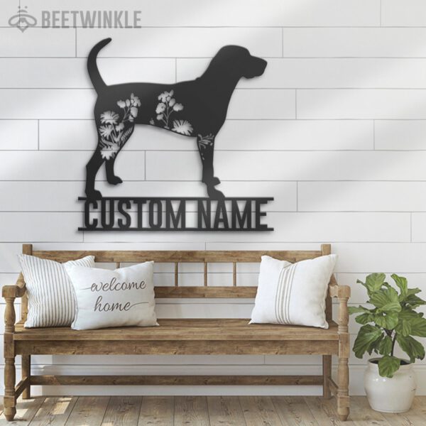 Custom-FLoral-American-English-Coonhound-Metal-Wall-Art-LED-Light_3