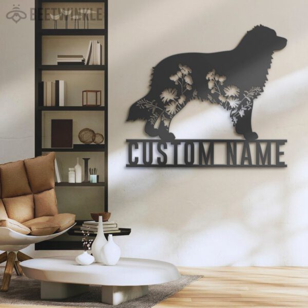 Custom-FLoral-Australian-Shepherd-Metal-Wall-Art-LED-Light_3