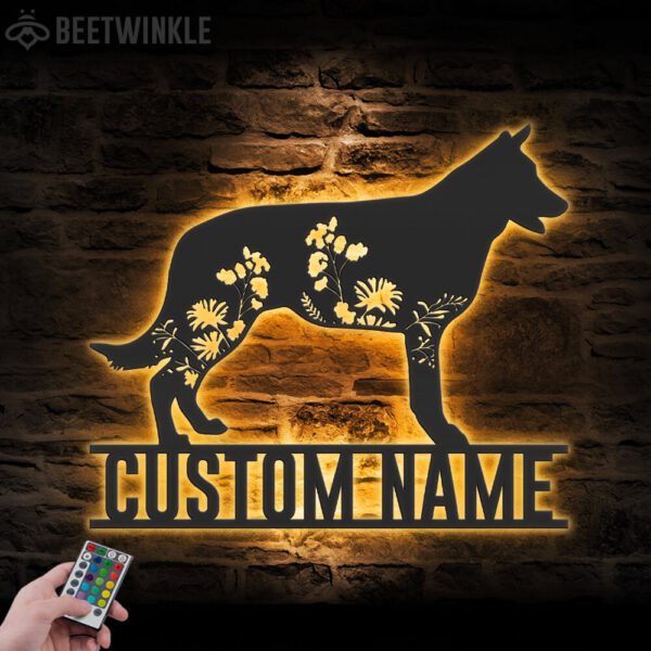 Custom-FLoral-Belgian-Sheepdog-Metal-Wall-Art-LED-Light_2