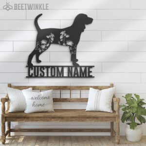 Custom-FLoral-Black-and-Tan-Coonhound-Metal-Wall-Art-LED-Light_2