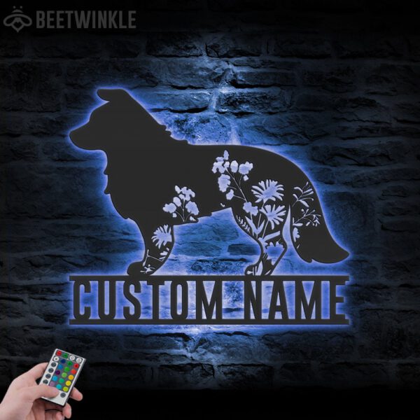 Custom-FLoral-Border-Collie-Metal-Wall-Art-LED-Light_3