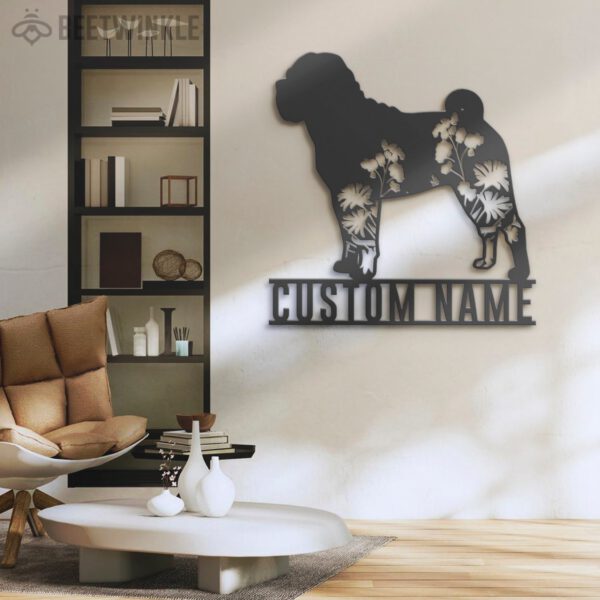 Custom-FLoral-Chinese-Shar-Pei-Metal-Wall-Art-LED-Light_4